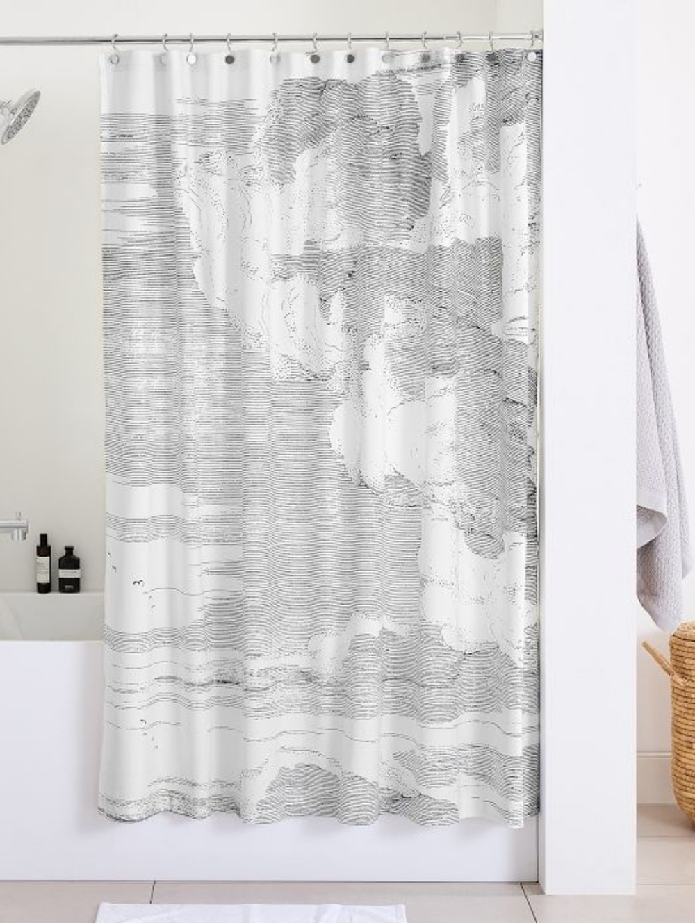 West Elm Organic Etched Cloud Shower Curtain